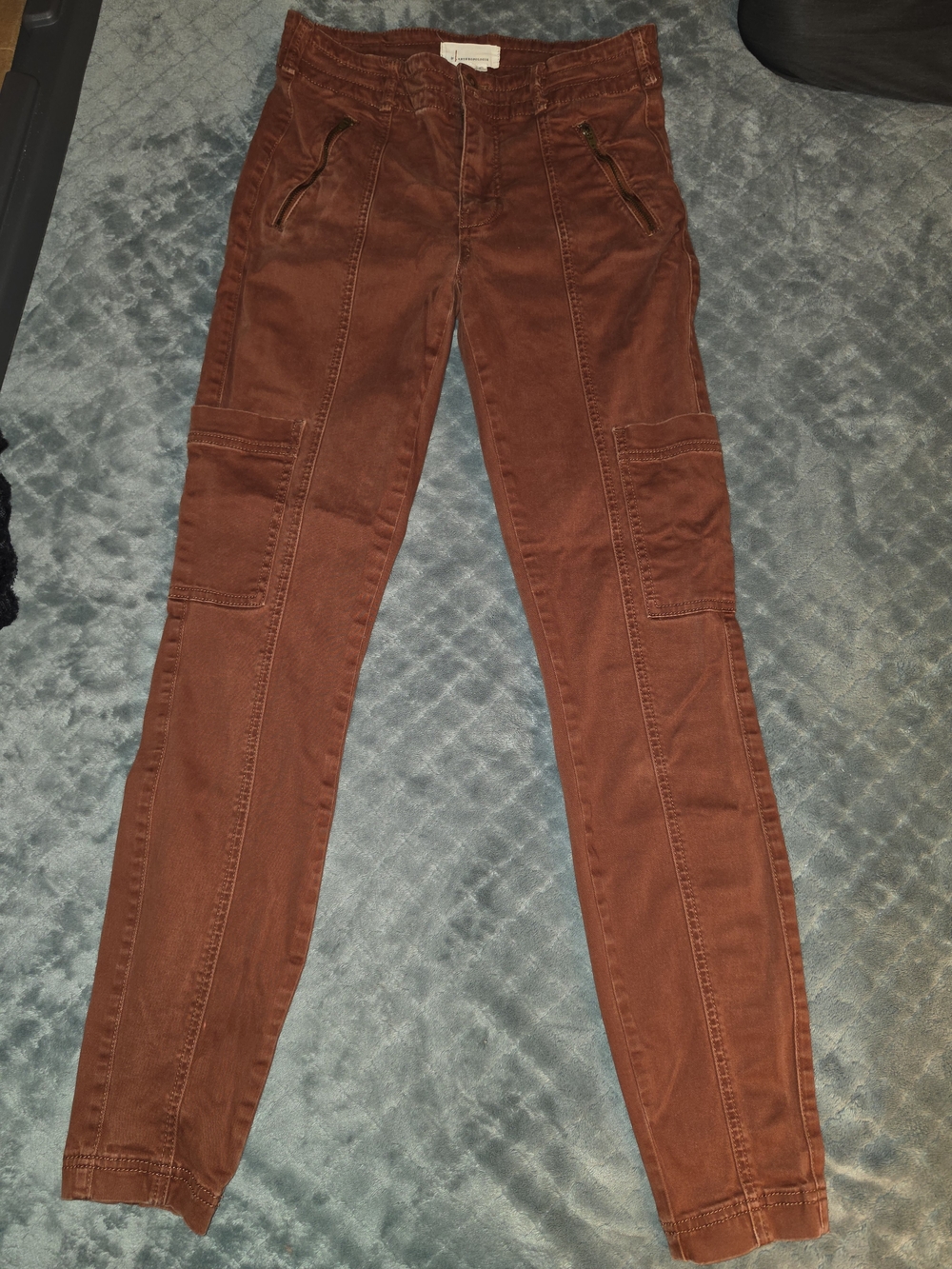 Anthropologie Jefferson Slim Utility Skinny Cargo Pants Rust Red Size 27T